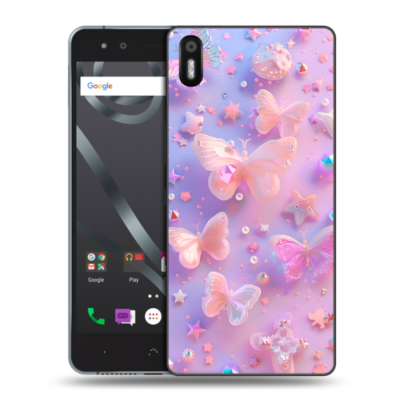 Силиконовый чехол на BQ Aquaris X5 с принтом Бабочки Силиконовый чехол на BQ Aquaris X5 с принтом Бабочки