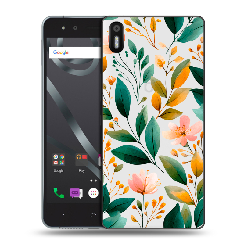 Пластиковый чехол на BQ Aquaris X5 с принтом Цветы паттерн Пластиковый чехол на BQ Aquaris X5 с принтом Цветы паттерн