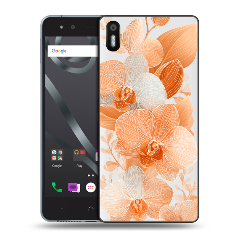 Пластиковый чехол на BQ Aquaris X5 с принтом Бежевые цветы Пластиковый чехол на BQ Aquaris X5 с принтом Бежевые цветы