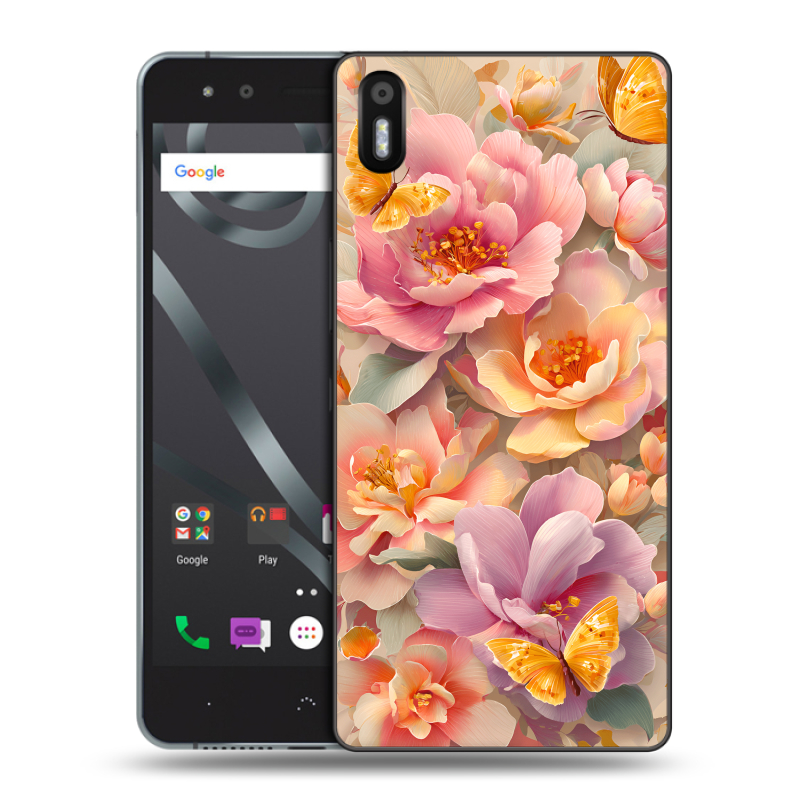 Пластиковый чехол на BQ Aquaris X5 с принтом Цветы и бабочки Пластиковый чехол на BQ Aquaris X5 с принтом Цветы и бабочки