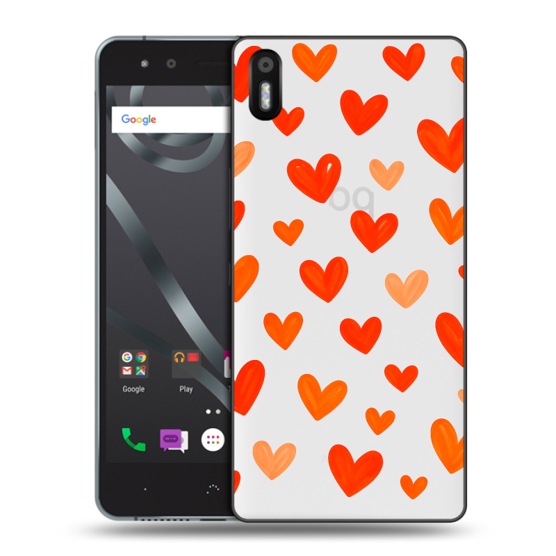 Пластиковый чехол на BQ Aquaris X5 с принтом Сердечки Пластиковый чехол на BQ Aquaris X5 с принтом Сердечки