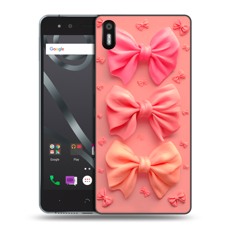 Пластиковый чехол на BQ Aquaris X5 с принтом Розовые бантики Пластиковый чехол на BQ Aquaris X5 с принтом Розовые бантики