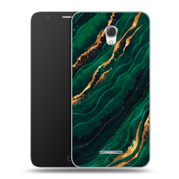 Пластиковый чехол на Alcatel Pop 4 Plus с принтом Мрамор зеленое золото Пластиковый чехол на Alcatel Pop 4 Plus с принтом Мрамор зеленое золото