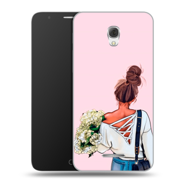Пластиковый чехол на Alcatel Pop 4 Plus с принтом Девушка и букет Пластиковый чехол на Alcatel Pop 4 Plus с принтом Девушка и букет