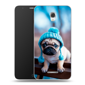 Пластиковый чехол на Alcatel Pop 4 Plus с принтом Мопс в шапке Пластиковый чехол на Alcatel Pop 4 Plus с принтом Мопс в шапке