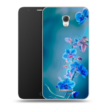 Пластиковый чехол на Alcatel Pop 4 Plus с принтом Голубые цветы Пластиковый чехол на Alcatel Pop 4 Plus с принтом Голубые цветы