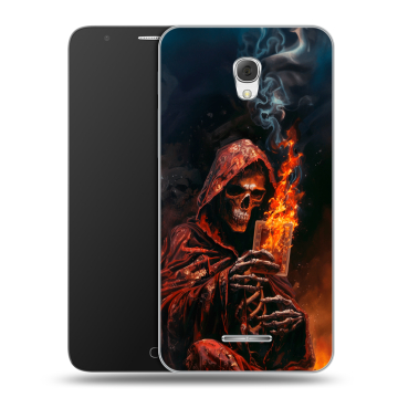 Пластиковый чехол на Alcatel Pop 4 Plus с принтом Скелет и карты Пластиковый чехол на Alcatel Pop 4 Plus с принтом Скелет и карты