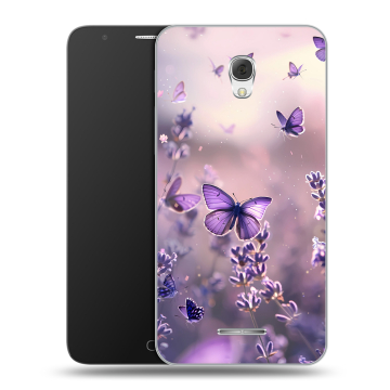 Пластиковый чехол на Alcatel Pop 4 Plus с принтом бабочки и лаванда