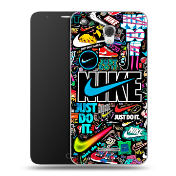 Пластиковый чехол на Alcatel Pop 4 Plus с принтом найк nike черный