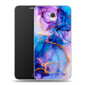 Пластиковый чехол на Alcatel Pop 4 Plus с принтом синий мрамор