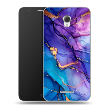 Пластиковый чехол на Alcatel Pop 4 Plus с принтом синий мрамор