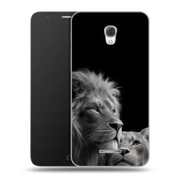 Пластиковый чехол на Alcatel Pop 4 Plus с принтом Лев кошки Пластиковый чехол на Alcatel Pop 4 Plus с принтом Лев кошки