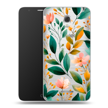 Пластиковый чехол на Alcatel Pop 4 Plus с принтом Цветы паттерн Пластиковый чехол на Alcatel Pop 4 Plus с принтом Цветы паттерн