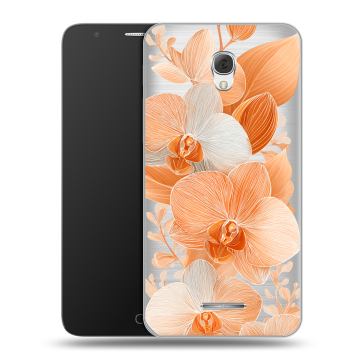 Пластиковый чехол на Alcatel Pop 4 Plus с принтом Бежевые цветы Пластиковый чехол на Alcatel Pop 4 Plus с принтом Бежевые цветы
