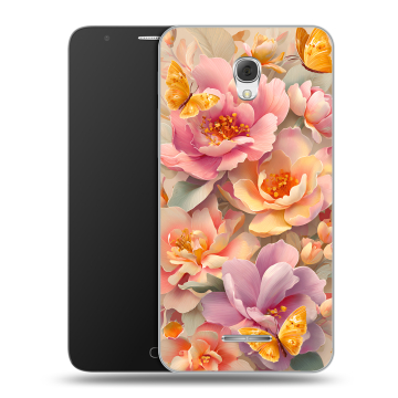 Пластиковый чехол на Alcatel Pop 4 Plus с принтом Цветы и бабочки Пластиковый чехол на Alcatel Pop 4 Plus с принтом Цветы и бабочки