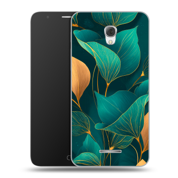 Пластиковый чехол на Alcatel Pop 4 Plus с принтом Листья и золото Пластиковый чехол на Alcatel Pop 4 Plus с принтом Листья и золото