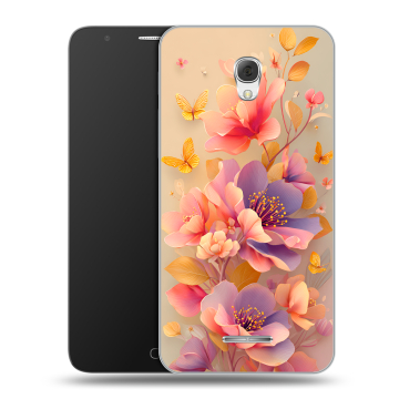 Пластиковый чехол на Alcatel Pop 4 Plus с принтом Цветы и бабочки Пластиковый чехол на Alcatel Pop 4 Plus с принтом Цветы и бабочки