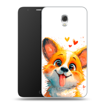 Пластиковый чехол на Alcatel Pop 4 Plus с принтом корги Пластиковый чехол на Alcatel Pop 4 Plus с принтом корги