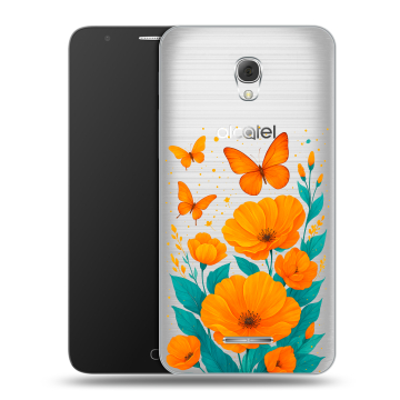 Пластиковый чехол на Alcatel Pop 4 Plus с принтом цветы бабочки Пластиковый чехол на Alcatel Pop 4 Plus с принтом цветы бабочки