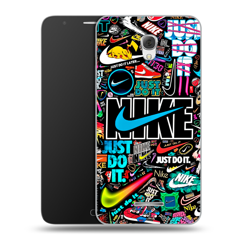 Пластиковый чехол на Alcatel Pop 4 Plus с принтом найк nike черный Пластиковый чехол на Alcatel Pop 4 Plus с принтом найк nike черный