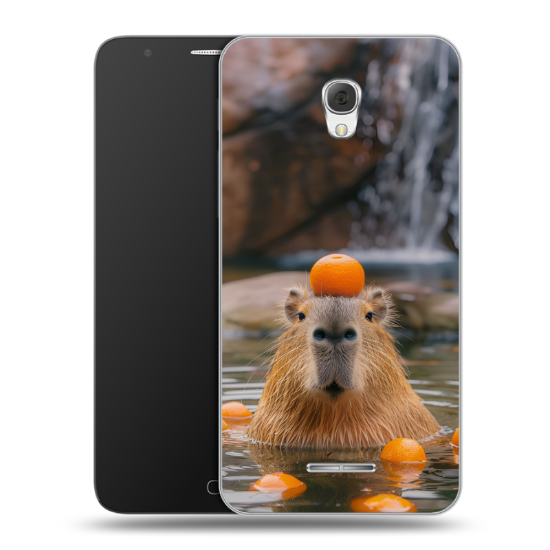 Пластиковый чехол на Alcatel Pop 4 Plus с принтом Капибара с апельсином Пластиковый чехол на Alcatel Pop 4 Plus с принтом Капибара с апельсином