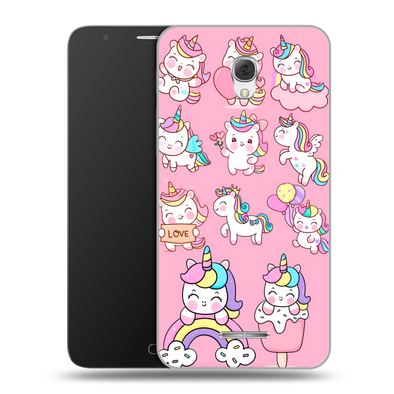 Пластиковый чехол на Alcatel Pop 4 Plus с принтом Единороги и радуга Пластиковый чехол на Alcatel Pop 4 Plus с принтом Единороги и радуга
