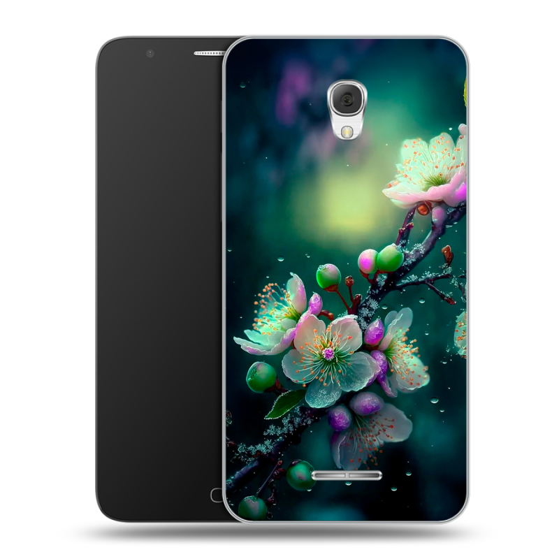 Пластиковый чехол на Alcatel Pop 4 Plus с принтом Цветы и мрамор Пластиковый чехол на Alcatel Pop 4 Plus с принтом Цветы и мрамор