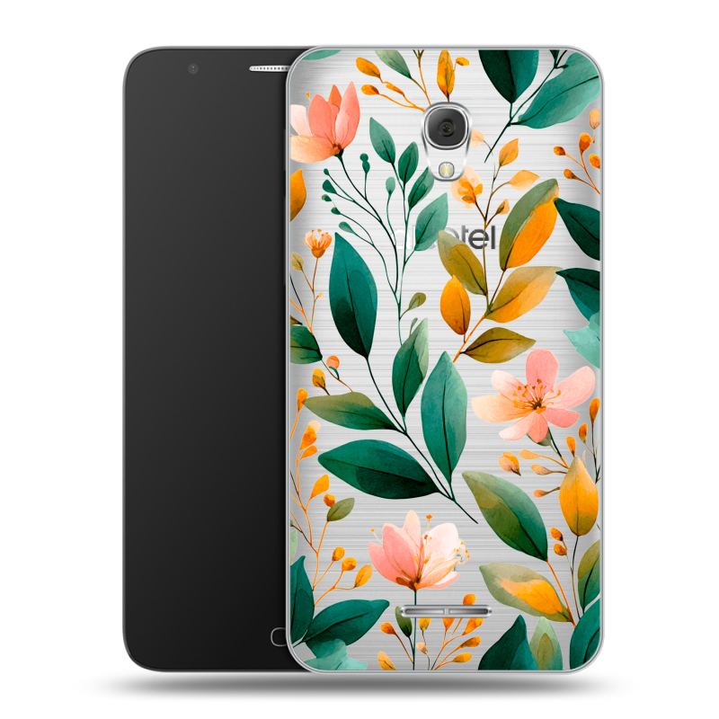 Пластиковый чехол на Alcatel Pop 4 Plus с принтом Цветы паттерн Пластиковый чехол на Alcatel Pop 4 Plus с принтом Цветы паттерн
