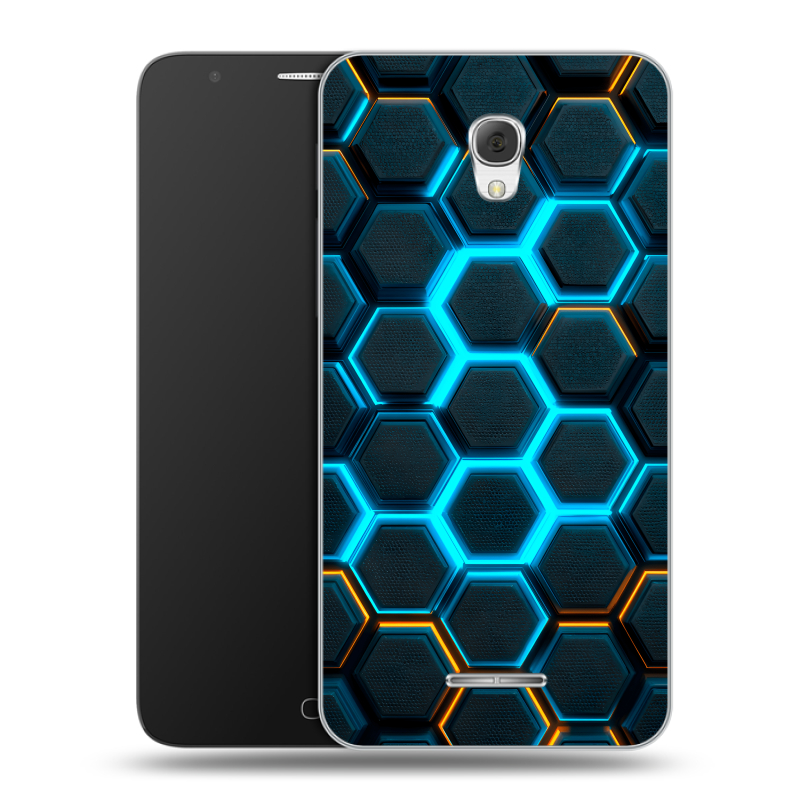 Пластиковый чехол на Alcatel Pop 4 Plus с принтом Неоновые соты Пластиковый чехол на Alcatel Pop 4 Plus с принтом Неоновые соты