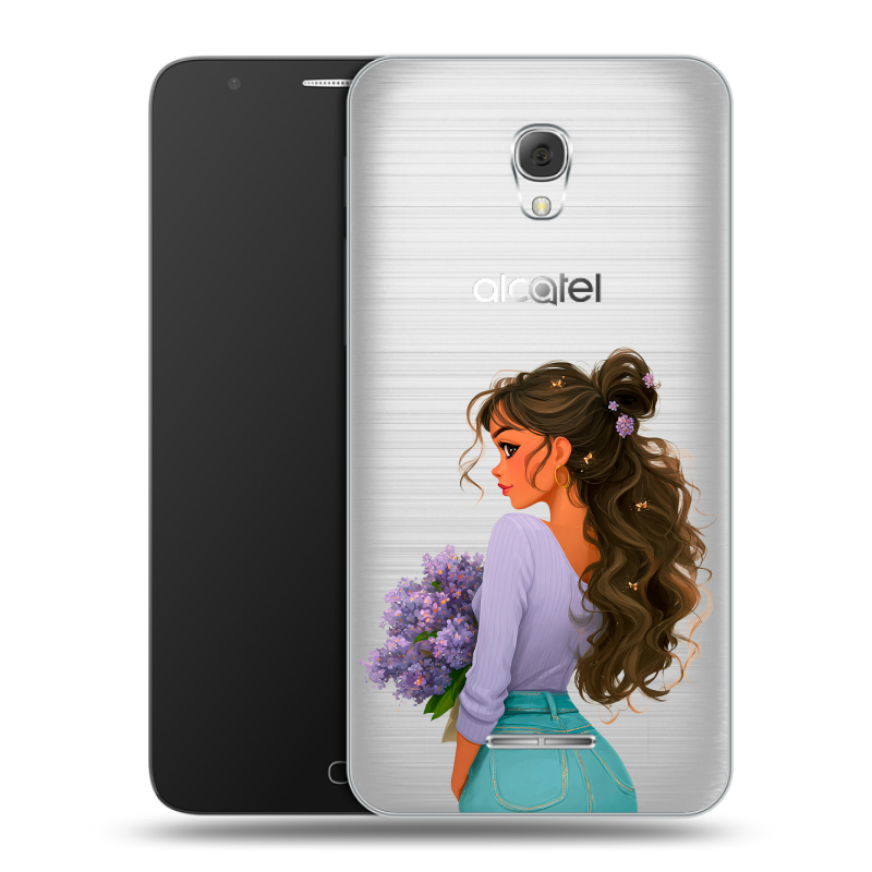 Пластиковый чехол на Alcatel Pop 4 Plus с принтом девушка цветы Пластиковый чехол на Alcatel Pop 4 Plus с принтом девушка цветы