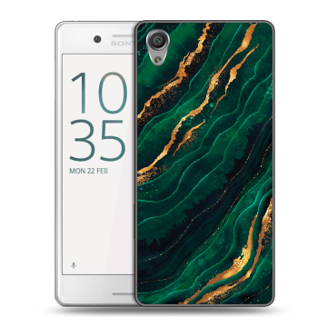 Пластиковый чехол на Sony Xperia X Performance с принтом Мрамор зеленое золото Пластиковый чехол на Sony Xperia X Performance с принтом Мрамор зеленое золото