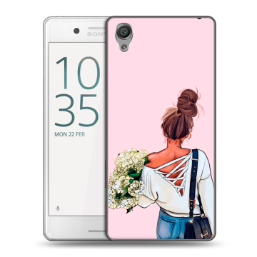 Пластиковый чехол на Sony Xperia X Performance с принтом Девушка и букет Пластиковый чехол на Sony Xperia X Performance с принтом Девушка и букет
