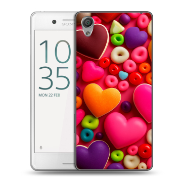 Пластиковый чехол на Sony Xperia X Performance с принтом Сердечки