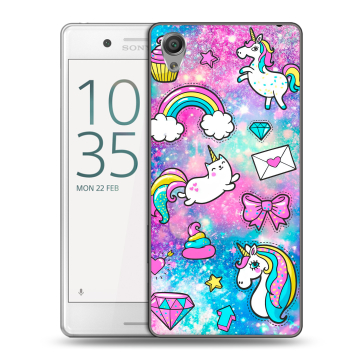 Пластиковый чехол на Sony Xperia X Performance с принтом Единороги Пластиковый чехол на Sony Xperia X Performance с принтом Единороги