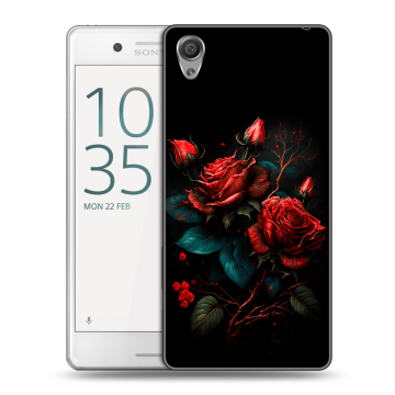 Пластиковый чехол на Sony Xperia X Performance с принтом Розы красные