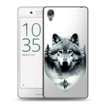 Пластиковый чехол на Sony Xperia X Performance с принтом Волк в лесу Пластиковый чехол на Sony Xperia X Performance с принтом Волк в лесу