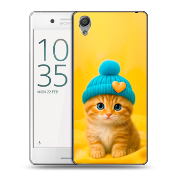 Пластиковый чехол на Sony Xperia X Performance с принтом Котенок в шапке Пластиковый чехол на Sony Xperia X Performance с принтом Котенок в шапке