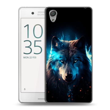 Пластиковый чехол на Sony Xperia X Performance с принтом Волк ночной Пластиковый чехол на Sony Xperia X Performance с принтом Волк ночной