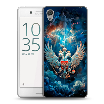 Пластиковый чехол на Sony Xperia X Performance с принтом Герб флаг России Пластиковый чехол на Sony Xperia X Performance с принтом Герб флаг России