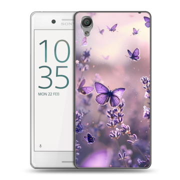 Пластиковый чехол на Sony Xperia X Performance с принтом бабочки и лаванда