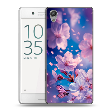 Пластиковый чехол на Sony Xperia X Performance с принтом цветы бабочки Пластиковый чехол на Sony Xperia X Performance с принтом цветы бабочки