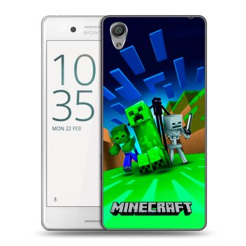 Пластиковый чехол на Sony Xperia X Performance с принтом Майнкрафт
