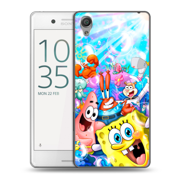Пластиковый чехол на Sony Xperia X Performance с принтом спанчбоб спанч боб