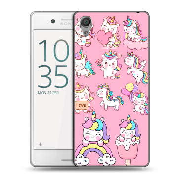 Пластиковый чехол на Sony Xperia X Performance с принтом Единороги и радуга Пластиковый чехол на Sony Xperia X Performance с принтом Единороги и радуга