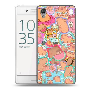 Пластиковый чехол на Sony Xperia X Performance с принтом капибары Пластиковый чехол на Sony Xperia X Performance с принтом капибары