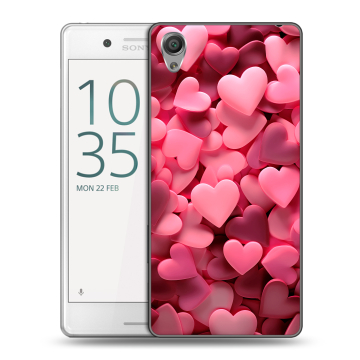 Пластиковый чехол на Sony Xperia X Performance с принтом розовые сердечки