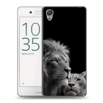 Пластиковый чехол на Sony Xperia X Performance с принтом Лев кошки