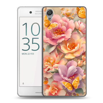 Пластиковый чехол на Sony Xperia X Performance с принтом Цветы и бабочки