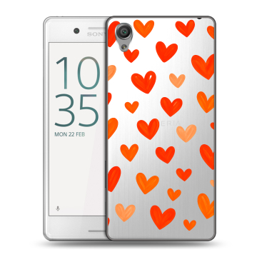Пластиковый чехол на Sony Xperia X Performance с принтом Сердечки