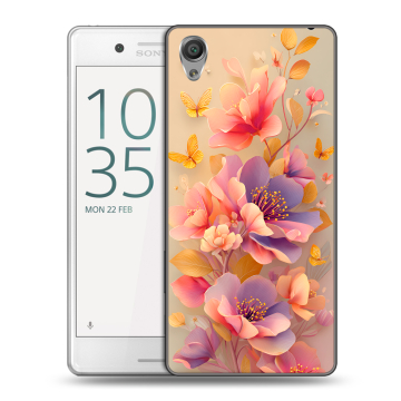 Пластиковый чехол на Sony Xperia X Performance с принтом Цветы и бабочки